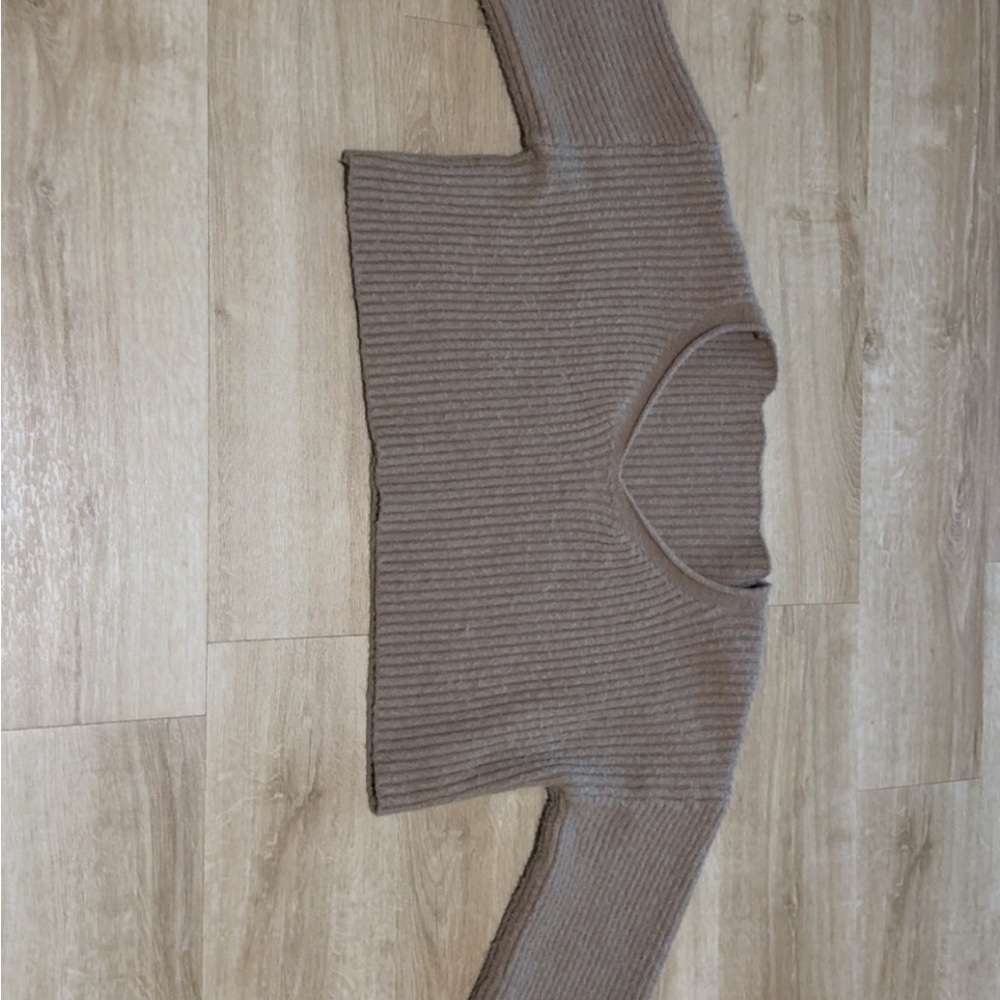 SHEIN Ribbed Knit Sweater in Taupe